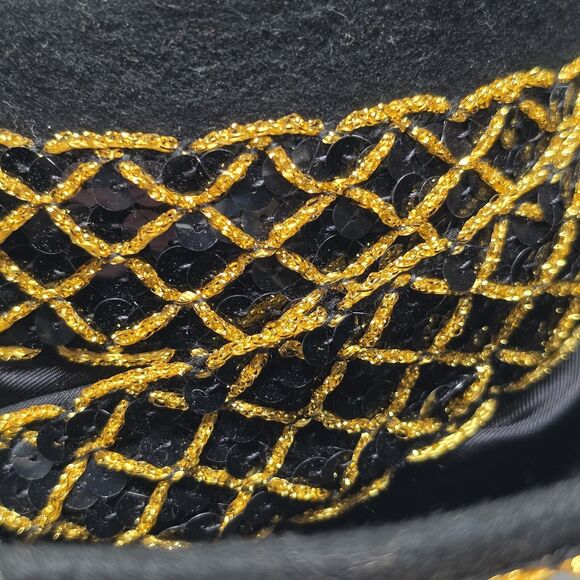 Vintage Doeskin Bollman Bolero Hat Black Wool Felt Sequins And Gold Accent USA main image 7